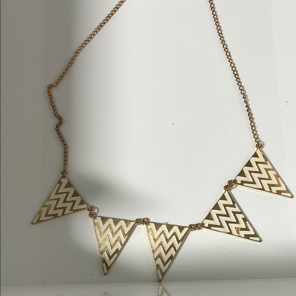 White and gold geometric necklace